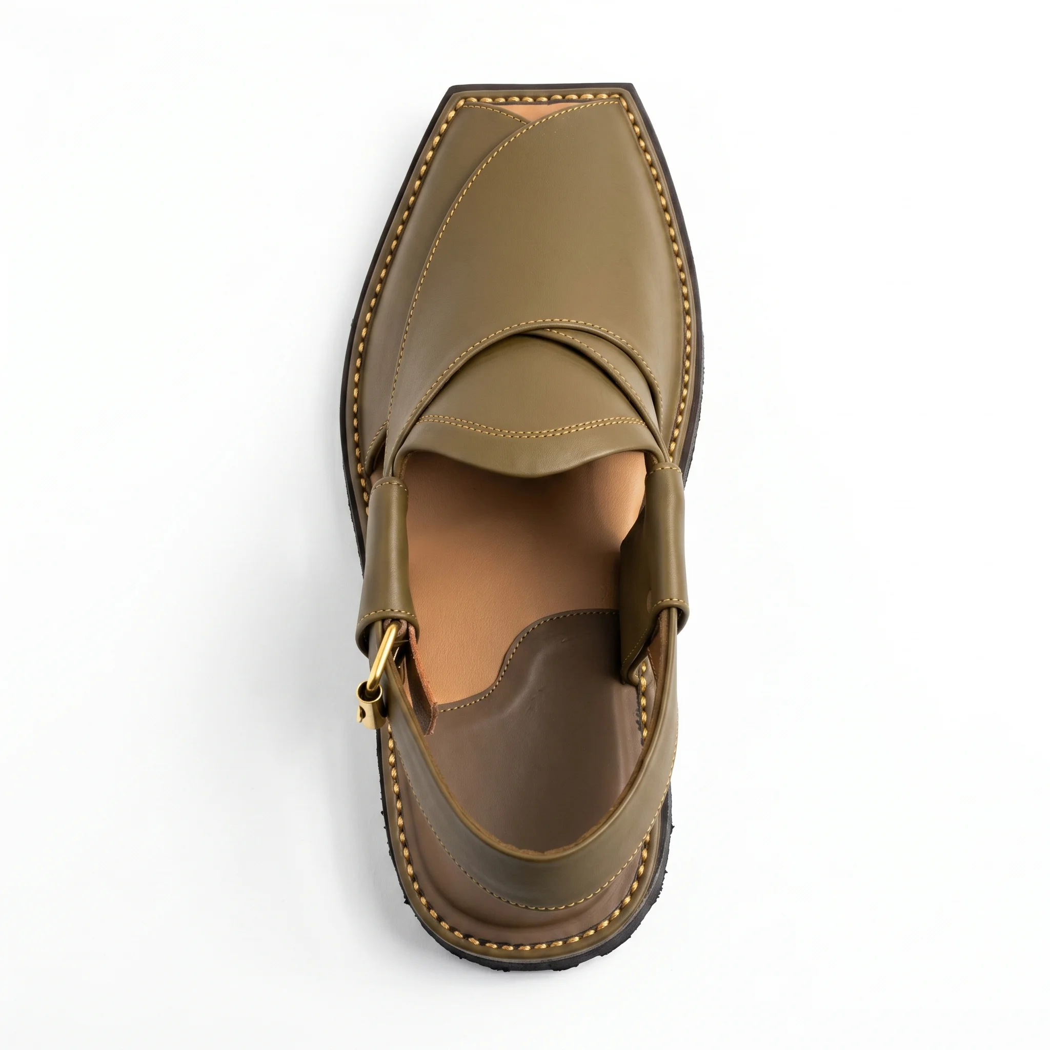 Peshawari Chappal KZPC0010-OLIVE GREEN - Image 5