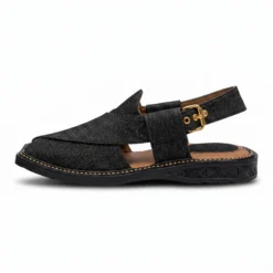 Alternative view of Peshawari Chappal KZPC0017-TEXTURED BLACK