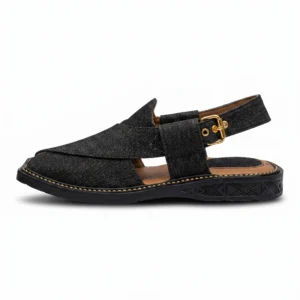 Peshawari Chappal KZPC0017-TEXTURED BLACK