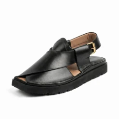 Alternative view of Peshawari Chappal KZPC0002-KAPTAAN BLACK