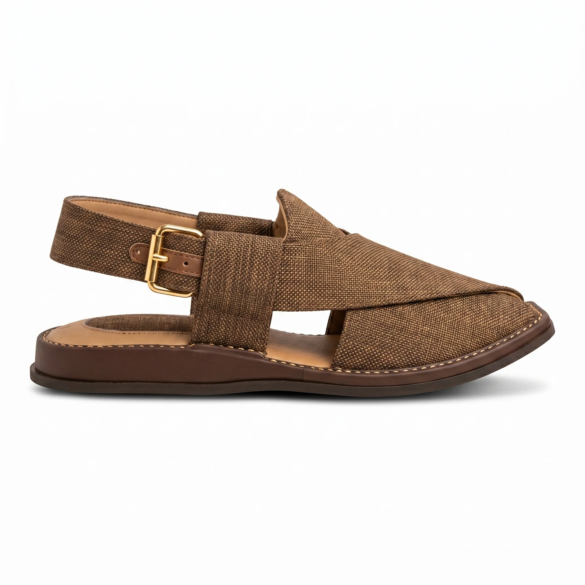 Peshawari Chappal KZPC0012-TEXTURED BROWN - Image 3