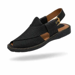 Peshawari Chappal KZPC0017-TEXTURED BLACK