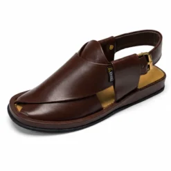 Alternative view of Peshawari Chappal KZPC0039-PLAIN BROWN