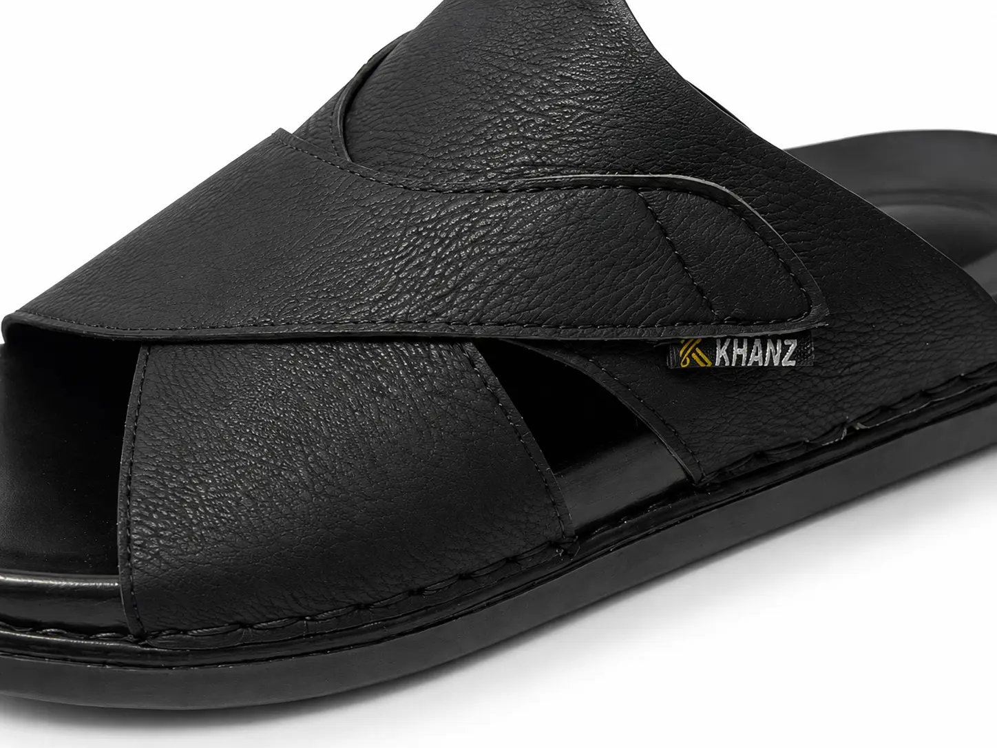 Handmade Leather Chappal KZC0033-X BLACK - Image 2