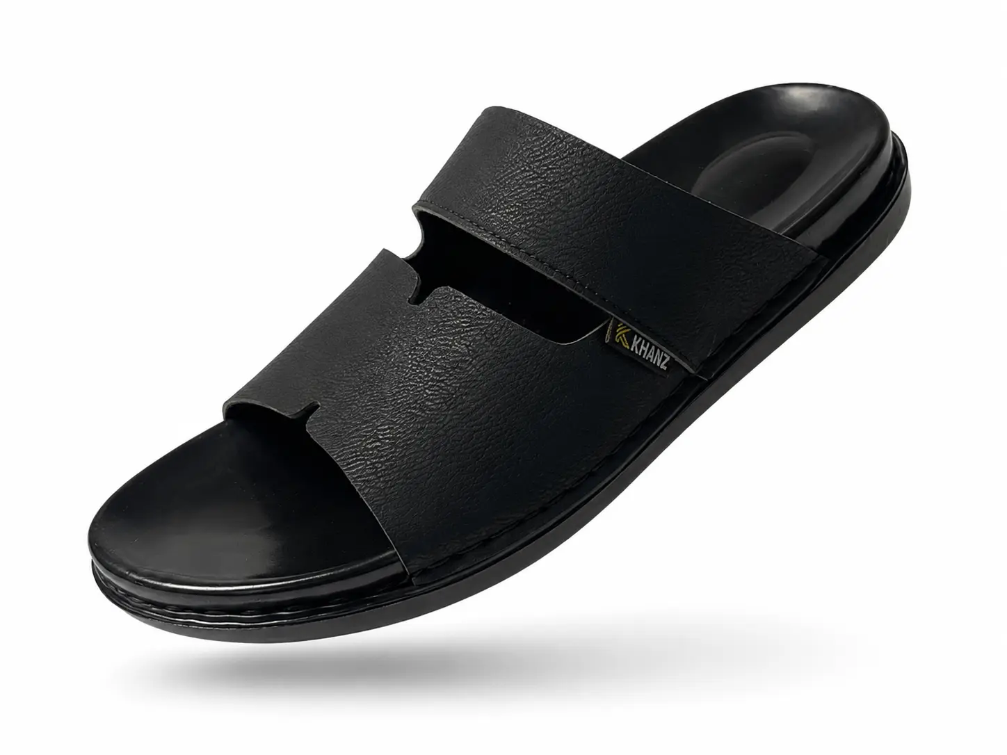 Handmade Leather Chappal KZC0034-PLAIN BLACK - Image 6