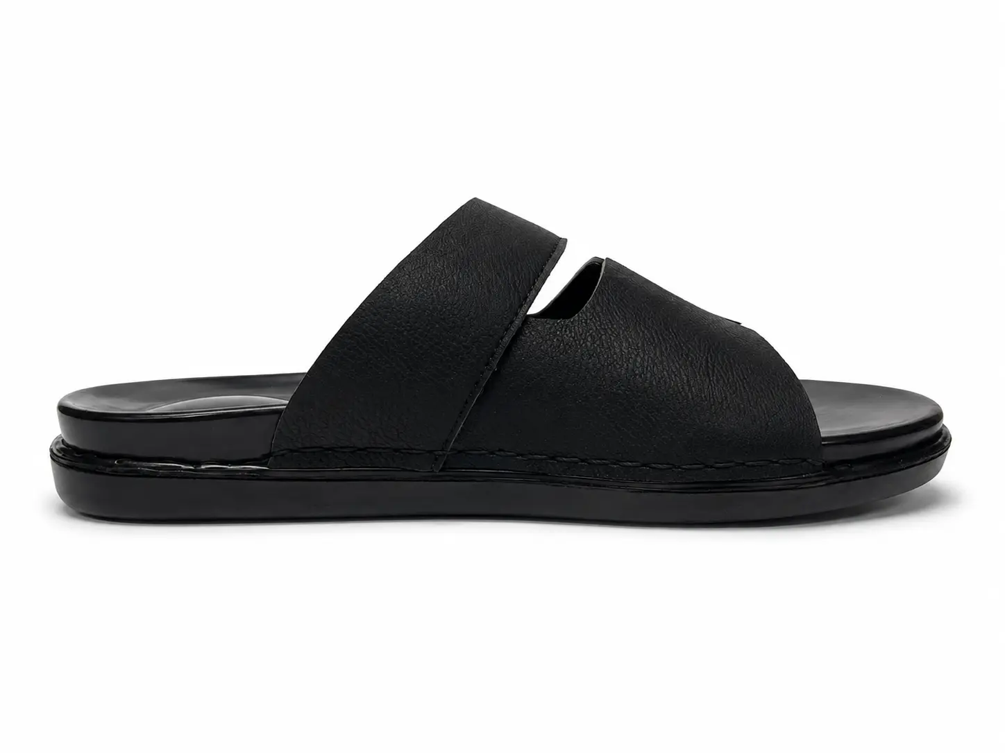 Handmade Leather Chappal KZC0034-PLAIN BLACK - Image 4