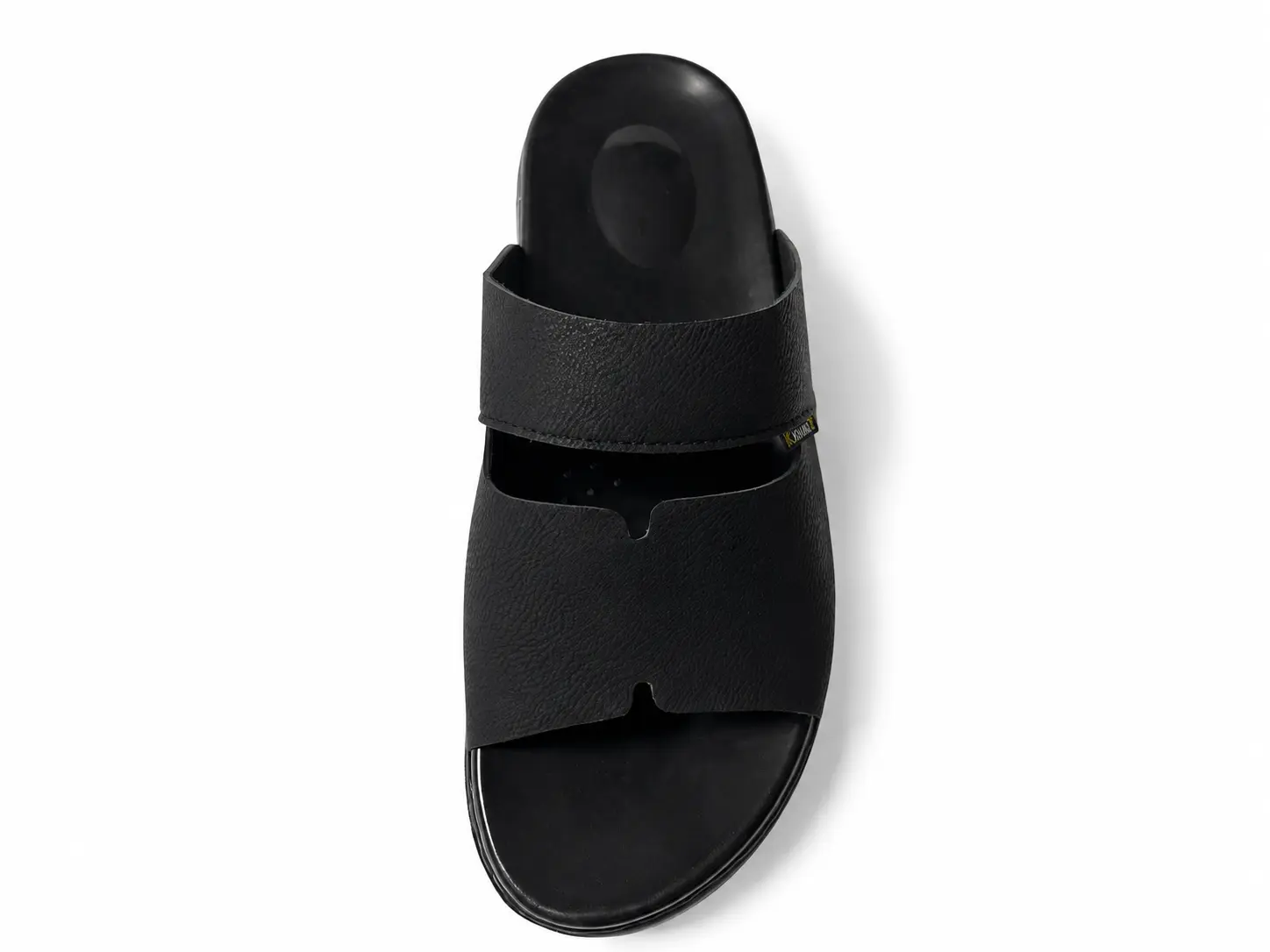 Handmade Leather Chappal KZC0034-PLAIN BLACK - Image 5