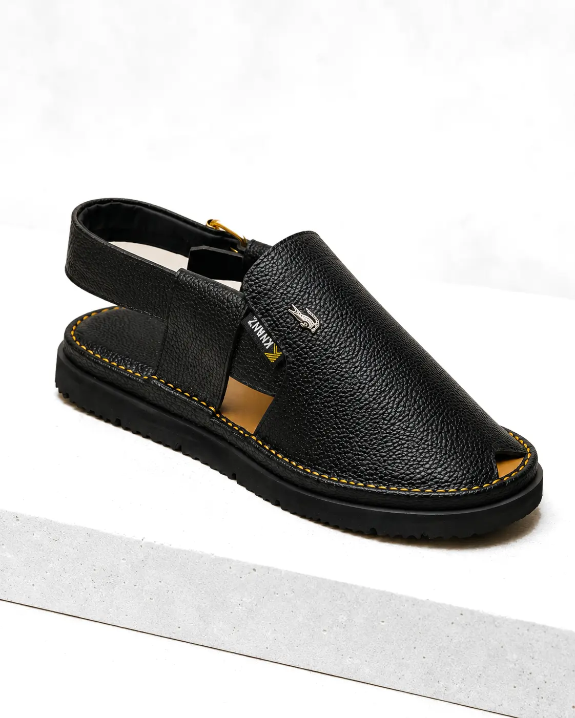 Peshawari Chappal KZPC0018-TEXTURED BLACK - Image 5