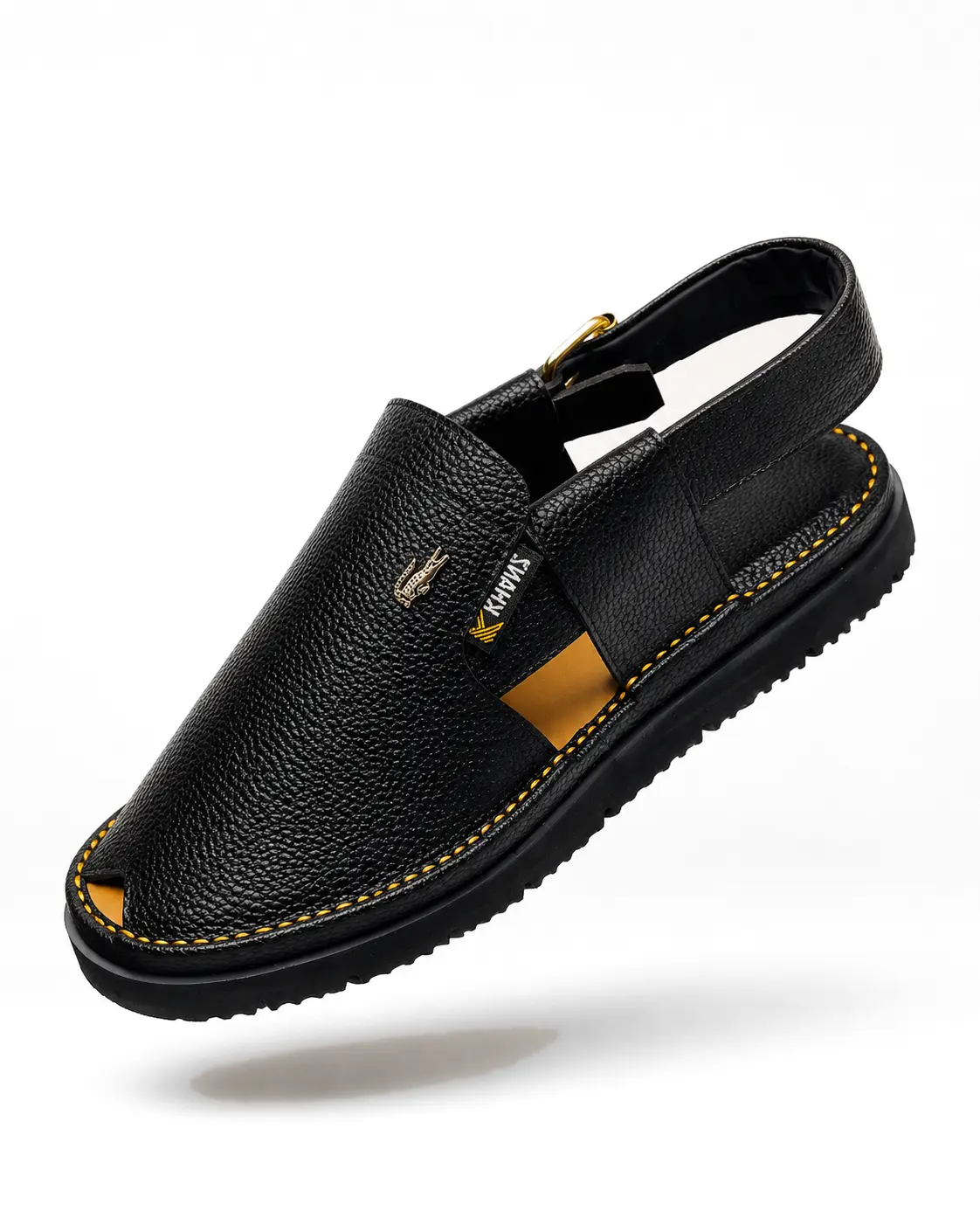 Peshawari Chappal KZPC0018-TEXTURED BLACK