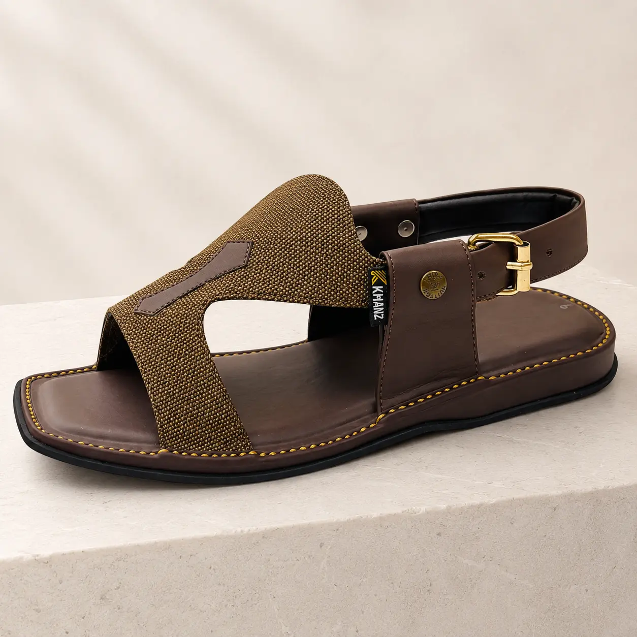 Peshawari Chappal KZPC0020-PANJEDAR TEXTURED BROWN - Image 5
