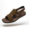 Peshawari Chappal KZPC0020-PANJEDAR TEXTURED BROWN