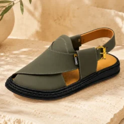 Alternative view of Peshawari Chappal KZPC0024-GREEN
