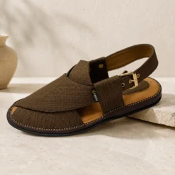 Alternative view of Peshawari Chappal KZPC0028-TEXTURED BROWN
