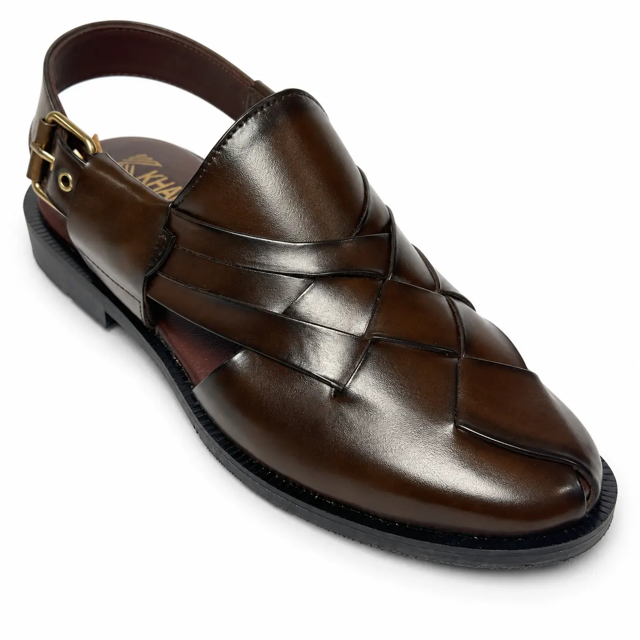 Peshawari Chappal KZPC0030-CROSS BRAIDED BROWN - Image 4
