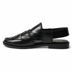 Alternative view of Peshawari Chappal KZPC0031-CROSS BRAIDED BLACK