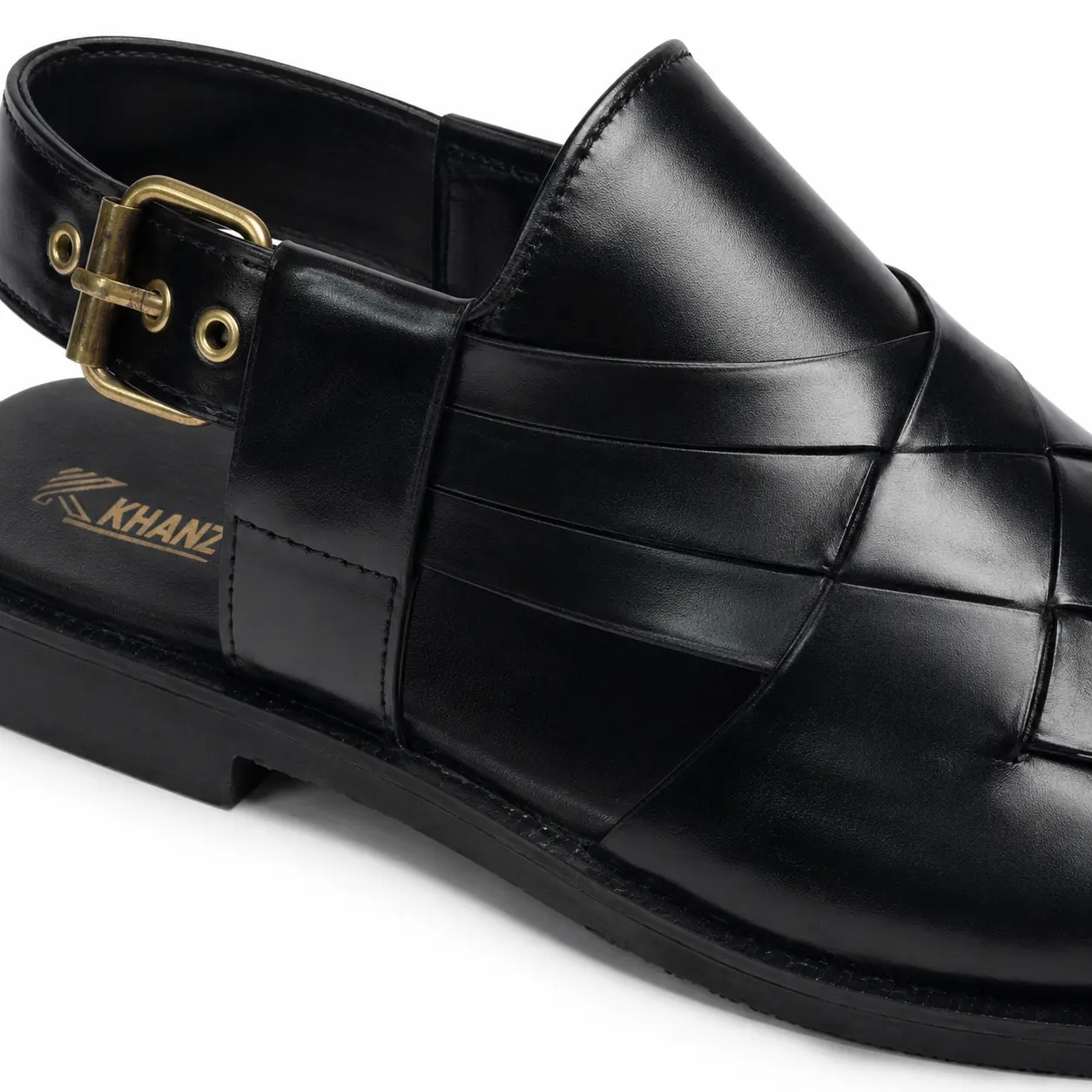 Peshawari Chappal KZPC0031-CROSS BRAIDED BLACK - Image 3
