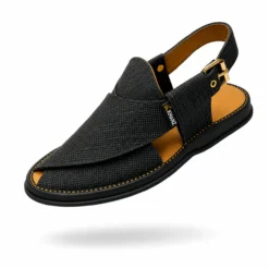 Peshawari Chappal KZPC0023-TEXTURED BLACK
