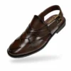 Peshawari Chappal KZPC0030-CROSS BRAIDED BROWN