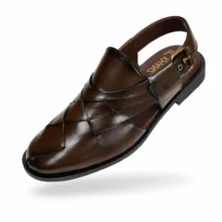 Peshawari Chappal KZPC0030-CROSS BRAIDED BROWN