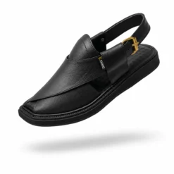 Peshawari Chappal KZPC0019-TEXTURED BLACK