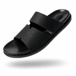 Handmade Leather Chappal KZC0034-PLAIN BLACK