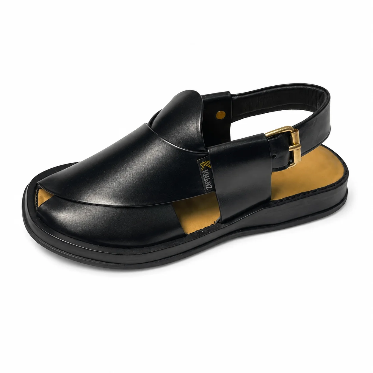 Peshawari Chappal KZPC0038–PLAIN BLACK - Image 3