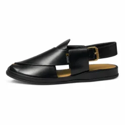 Alternative view of Peshawari Chappal KZPC0038–PLAIN BLACK